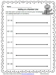 Classroom Freebies Too: Open Number Lines Jump Strategy Addition, Adding With A Number Line, Adding On A Number Line, Number Line Worksheet, Number Line Addition, Number Line Subtraction, Open Number Line, Double Digit Addition, Line Math