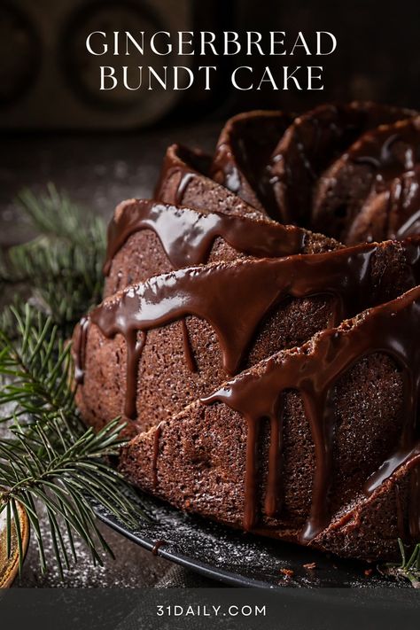 A Soft and Spicy Gingerbread Bundt Cake, moist... and incredibly delicious. Perfect for the holidays or throughout the winter. Every bite bursting with the flavors you expect in gingerbread. Hot Chocolate Bundt Cake, Sticky Gingerbread Cake, Bundt Cake Flavor Ideas, Gingerbread Bundt Cake Recipes, Christmas Bundt Cake Recipes, Gingerbread Bundt Cake, Spicy Gingerbread, Christmas Bundt Cake, Easy Bundt Cake Recipes