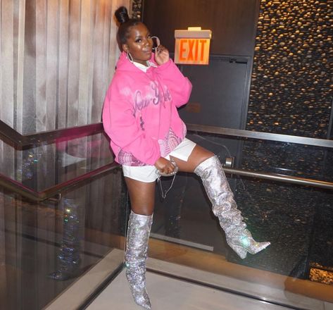 YSL Swarovski Crystal Boots Sliver Boots Outfits Black Women, Rose Gold Boots Outfit, Silver Thigh High Boots Outfit, Bling Boots Outfit, Metallic Boots Outfit Black Women, Pink Metallic Boots Outfit, Pink Boots Outfit Black Women, Glitter Boots Outfit Night, Silver Boots Outfit Black Women