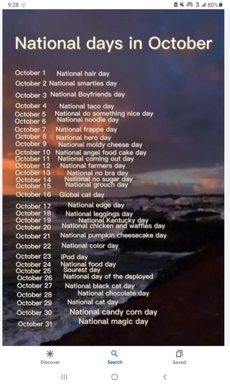 October National Days In December, October National Days, National Days In October, National Boyfriend Day, Farmers Day, Boyfriend Day, October Holidays, Cheese Day, 28 October