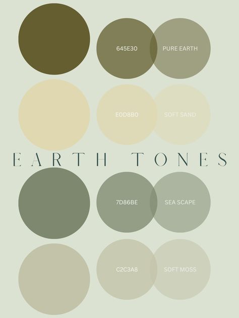 Earthy Greens and Beiges - Color Palette for a calming Natural Space - NATURAL COLOR PALETTE Earthy Natural Color Palette, Natural Color Palette Earth Tones, Earth Tone Palette, Natural Color Palette, Earth Tone Color Palette, Earthy Greens, Beige Color Palette, Zen Space, Color Pallete