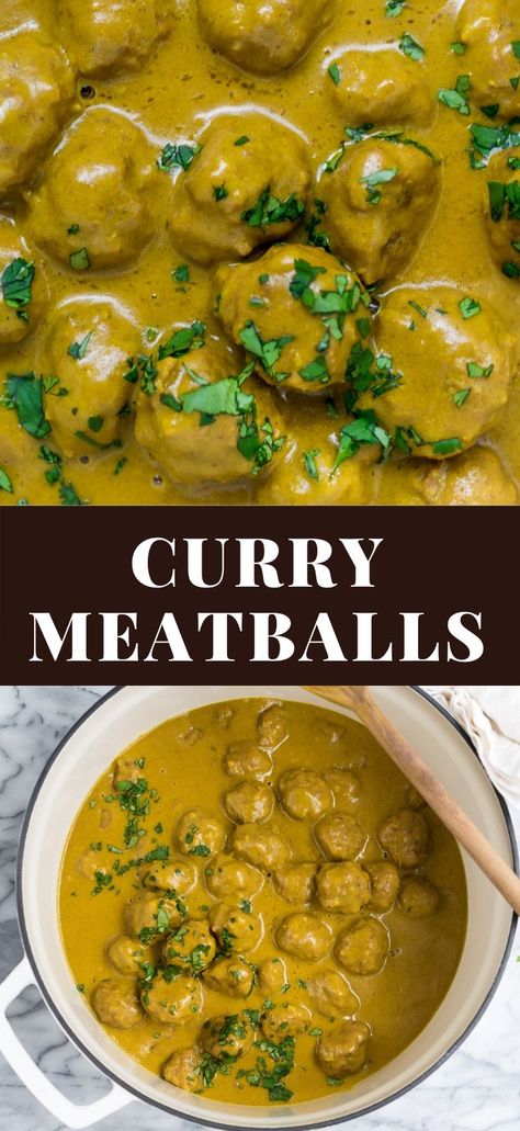 Curry Meatballs Beef, Curry Meatball Recipes, Curried Meatballs Recipe, Pork Curry Recipes Indian, Pork Curry Recipes, Curry Gravy Recipe, Indiana Food, Indian Meatballs, Caribbean Foods