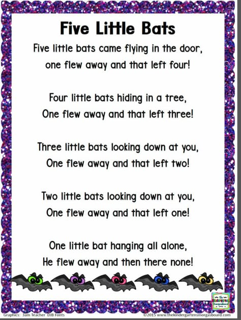 Bats Preschool, Bats Kindergarten, Halloween Curriculum, Bat Lessons, Spiders Preschool, Ece Resources, Kindergarten Science Lessons, Halloween Rhymes, Decorating Classroom