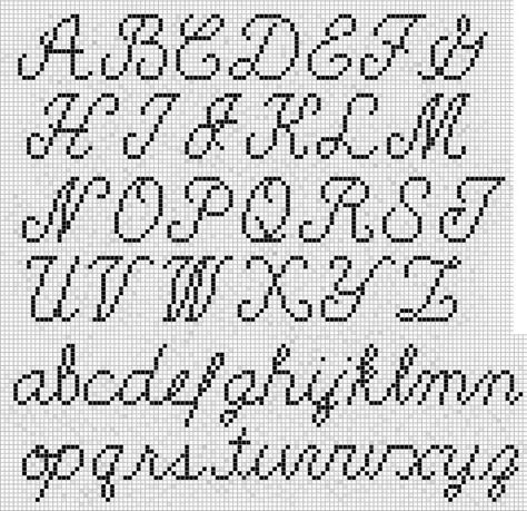 Giant cross stitch or needlepoint alphabet Cross Stitch Letter Patterns, Monogram Cross Stitch, Cross Stitch Alphabet Patterns, Cursive Alphabet, Cross Stitch Fonts, Cross Stitch Letters, Embroidery Alphabet, Cursive Letters, Embroidery Letters