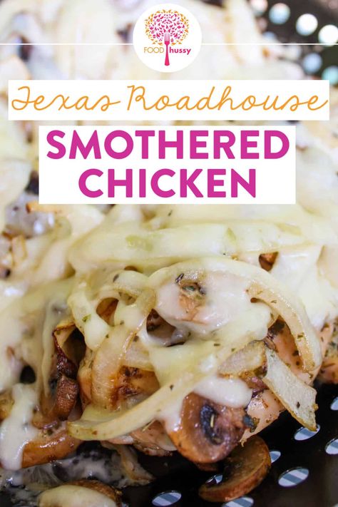 Smothered Chicken Sandwich, Smothered Grilled Chicken Recipes, Smother Me Chicken, Smothered Chicken With Cheese, Smothered Chicken Mushrooms, Portabella Mushroom Chicken Recipes Texas Roadhouse, Smothered Chicken With Peppers And Onions And Cheese, Applebees Smothered Chicken, Logan's Roadhouse Recipes Copycat