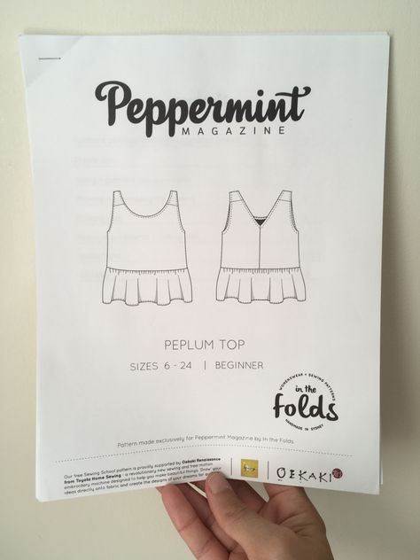 Peppermint Magazine Peplum Top:  Two Versions Peplum Top Pattern, Sashiko Pattern, Sewing School, Free Pdf Pattern, Free Motion Embroidery, Diy Sewing Clothes, Clothes Sewing Patterns, Pdf Patterns, Sewing Patterns Free