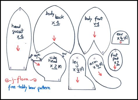 Teddy Bear Outline, Memory Bears Pattern Free, Bear Patterns Sewing, Memory Bear Pattern, Bear Sewing Pattern, Bear Template, Sewing Pattern Free, Teddy Bear Patterns Free, Memory Bears Pattern