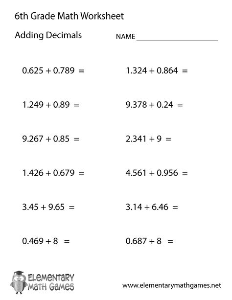 Grade 6 Math Worksheets, Grade 5 Math Worksheets, Adding Decimals, 6th Grade Worksheets, Math Decimals, Math Practice Worksheets, Decimals Worksheets, 6th Grade Math, Grade 6 Math