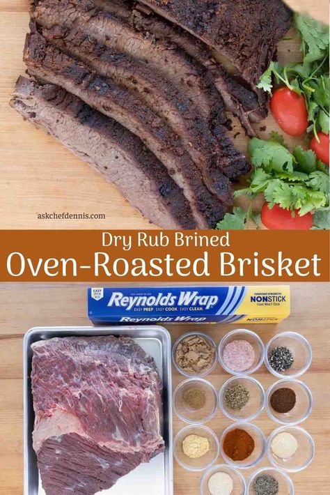 When it comes to BBQ, brisket is king! And what barbecue aficionados won't tell you is you can make an amazing fork-tender oven-roasted brisket with a flavorful crunchy bark using your home oven, no smoker or grill necessary. The Secret is in the dry rub brining and slow roasting. And the only foil you’ll ever find in my kitchen is @reynoldsbrands it protects the meat and makes clean up a breeze! #ad #ReynoldsPartner Oven Roasted Brisket, Oven Baked Brisket, Roasted Brisket, Baked Brisket, Beef Brisket Recipe, Roast Brisket, Restaurant Style Recipes, Brisket Recipe, Beef Brisket Recipes