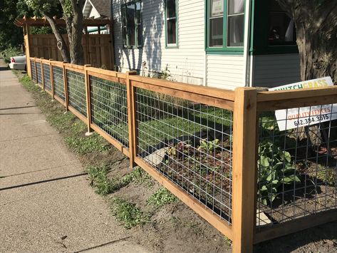 Building quality Hog Panel wood fences in the Twin Cities | Cattle Panel Fence, Hog Wire Fence, Garden Mesh, Cattle Panels, Garden Fences, Wood Cabin, Cedar Garden, Garden Fence Panels, Green Acres