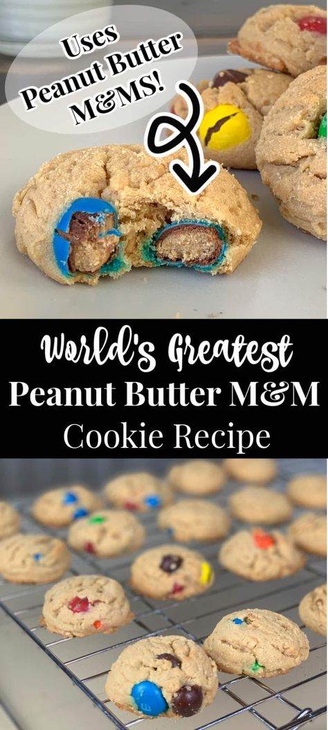 Double Peanut Butter M&M Cookie Recipe Mnm Cookies Recipe, Fluffy Cookies, M M Cookies, Peanut Recipes, Peanut Butter Desserts, Stay Soft, Butter Cookies Recipe, Peanut Butter Cookie Recipe, Ginger Cookies