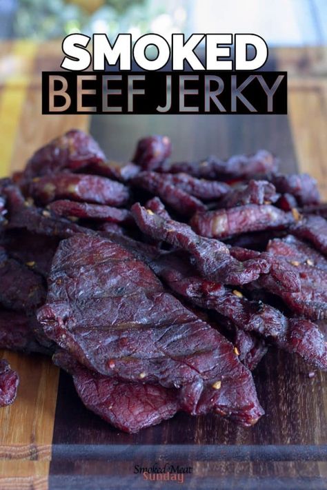 Smoked Beef Jerky Recipe, Smoker Jerky Recipes, Make Beef Jerky, Jerkey Recipes, Smoked Jerky, Smoked Beef Jerky, Beef Jerky Recipe, Venison Jerky, Traeger Grill Recipes