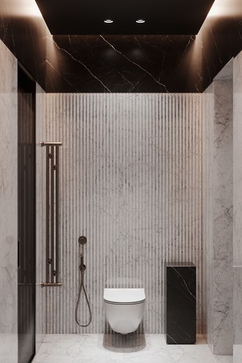 Плитка за унитазом, общая тональность,полотенцесушитель Fluted Marble Bathroom, Fluted Marble, Modern Small Bathrooms, Luxury Master Bathrooms, Viborg, Washroom Design, Bathroom Design Ideas, Bathroom Design Decor, Toilet Design