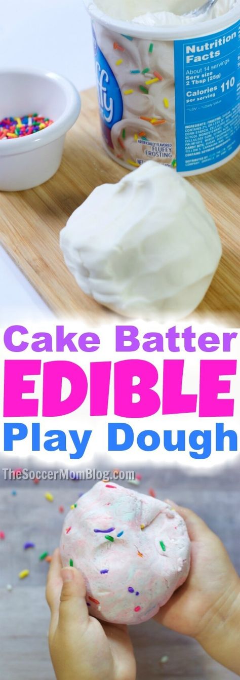 This Birthday Cake Batter Edible Play Dough smells good enough to eat! Awesome kids boredom buster: 3 simple ingredients, easy to make, & easy to clean up! Edible Play Dough, Birthday Cake Batter, Play Dough Recipes, Edible Play Dough Recipe, Edible Playdough, Edible Slime, Dough Recipes, Smells Good, Playdough Recipe