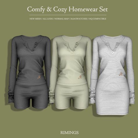 [RIMINGS] Comfy & Cozy Homewear Set Sims 4 Cc Daily Clothes, Lululemon Cc Sims 4, Winter Clothes Cc Sims 4, Teen Sims 4 Mods, Sims 4 Shadow, Sims Four Cc Clothes, Sims 4 Cc Nightgown, Alpha Sims Cc, Sims Pajamas