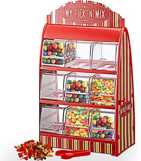 Cepewa Retro Candy Dispenser with Tongs, Wine Gum Dispenser, 50s Fruit Gum, Jelly Bean Counter: Amazon.de: Toys & Games Jelly Bean Dispenser, Dorm Planning, Wonka Party, Wine Gums, Willy Wonka Party, Carnival Birthday Party Theme, Toy Machine, Retro Candy, Candy Dispenser