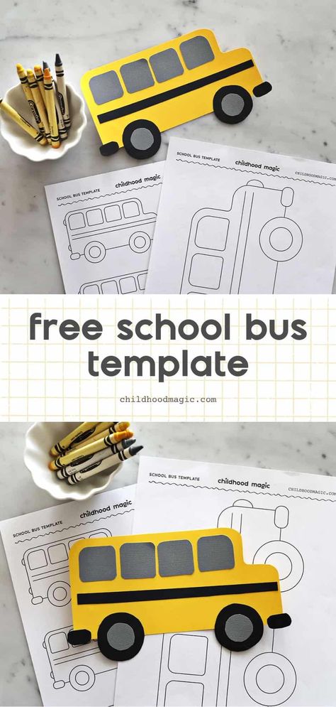 Bus Template Free Printable, School Bus Template Free Printable, School Bus Template, Free Printable Paper Crafts, Bus Template, School Bus Art, Bus Craft, School Bus Crafts, School Bus Safety