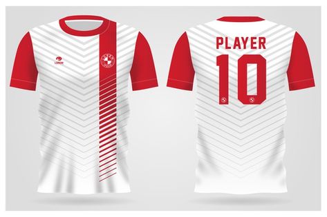 Sports red white minimalist jersey templ... | Premium Vector #Freepik #vector Minimalist Jersey Design, Red Jersey Design, Jersey Ideas, Jersey Template, St Logo, Volleyball Jerseys, Sports Tshirt Designs, Soccer T Shirt, Sports Jersey Design