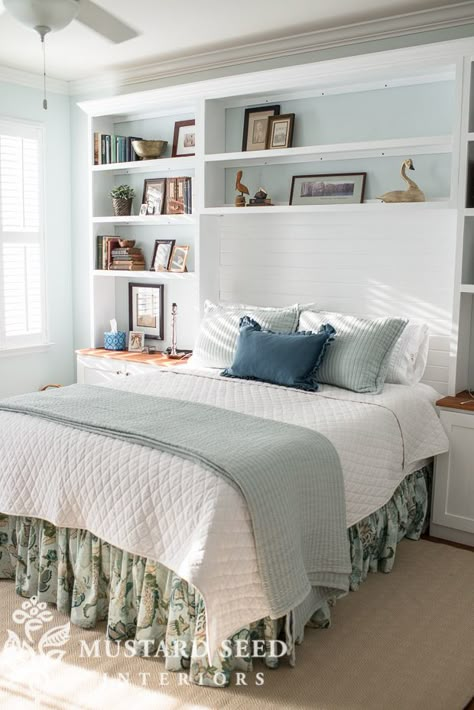 Kim's Coastal Bedroom!Miss Mustard Seed Granddaughters Room, Room Diys, Bedroom Library, Bedroom Wall Units, Bedroom Built Ins, Bedroom Decorating Tips, California Decor, Small Bedroom Remodel, Coastal Bedroom Decorating