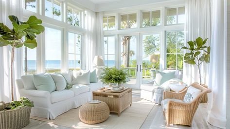 15 Coastal Hamptons Room Designs - Marry Design Coastal Sunroom Ideas, Coastal Sunroom, Library Room Design, Hamptons House Interior, Hamptons Interior Design, Hampton Homes, Hamptons Style Interior, Hamptons Interior, Tranquil Bathroom