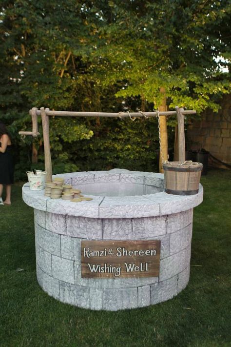 Wishing Well - perfect for our enchanted forest theme :) Enchanted Forest School Dance, Enchanted Forest Props, Enchanted Forest Entrance Decor, Enchanted Forest Theme Book Fair, Enchanted Forest Backdrop Dbackdrop, Enchanted Forest Prom, Enchanted Forest Book, School Dance Ideas, Snow White Wedding