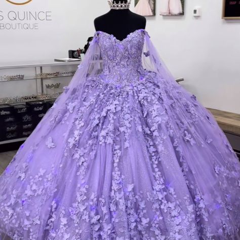 Worn Once Excellent Condition Dark Purple Quinceanera Dresses, Butterfly Gown, Purple Sweet 16, Purple Quinceanera, Purple Ball Gown, Purple Quinceanera Dresses, Cassie Howard, Sweet Sixteen Dresses, Purple Gown