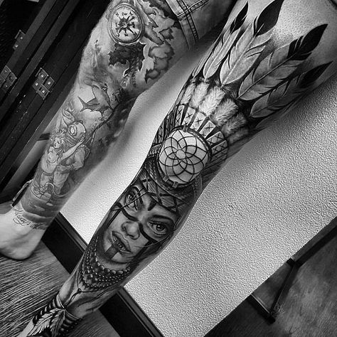 70 Native American Tattoo Designs | Art and Design Native Indian Tattoos, Native American Tattoo Designs, Couple Tat, Tattoo Perna, Native American Tattoo, Native American Tattoos, Full Arm Tattoos, Leg Tattoo Men, Realistic Tattoo