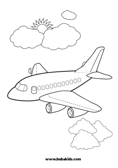 Cartoon Airplane Drawing, Airplane Coloring Pages Free Printable, Coloring Pictures For Kids, Airplane Coloring Pages, Airplane Activities, Preschool Fine Motor Activities, Airplane Kids, Weather Crafts, Cartoon Airplane