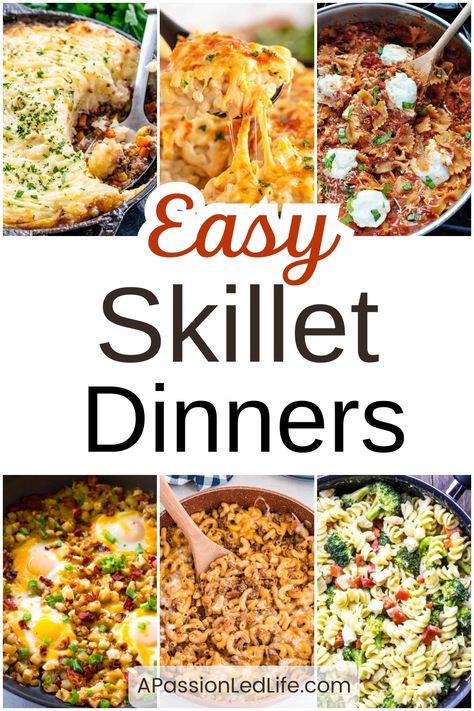 Easy Skillet Dinner Recipes One Skillet Dinners, Stove Recipes, Cast Iron Skillet Recipes Dinner, Beef Skillet, Easy Skillet Dinner, Electric Skillet Recipes, Quick Family Dinners, Skillet Dinner Recipes, Easy Skillet Meals