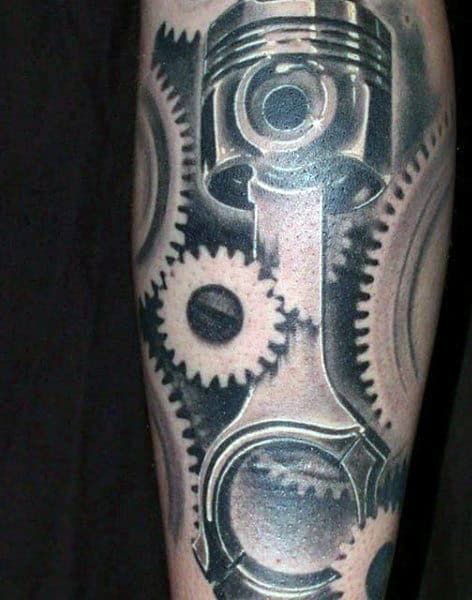 60 Piston Tattoo Designs For Men - Unleash High Horsepower Mechanical Arm Tattoo, Piston Tattoo, Engine Tattoo, Biomechanical Tattoo Design, Gear Tattoo, Motor Tattoo, S Tattoos, Mechanic Tattoo, M Tattoos