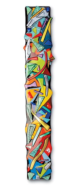 Kaleidoscope by Helen Rudy (Art Glass Wall Sculpture) (22" x 4") Glass Fusion Wall Art, Fused Glass Pattern Bars, Glass Kiln Projects, Fused Glass Art Ideas, Kiln Glass Art, Glass Wall Art Panels, Fused Glass Supplies, Wall Art Work, Glass Wall Sculpture