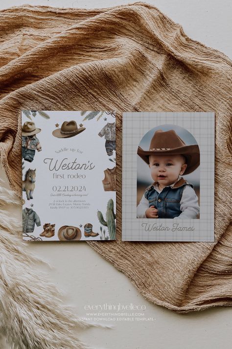 My First Rodeo Birthday Invitation, First Rodeo Birthday Boy Invitation, First Birthday Boy Cowboy Theme, My First Rodeo Invitations, First Birthday Boy Rodeo, 1st Birthday Cowboy Theme, First Rodeo Invitations, Western 1st Birthday Party Boy, Western First Birthday Boy