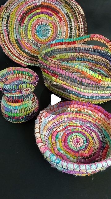 Leftover Fabric Crafts, Italian Accent, Coiled Fabric Bowl, Useful Stuff, Coiled Fabric Basket, Fiber Sculpture, Square Baskets, Basket Uses, Upcycled Fabric