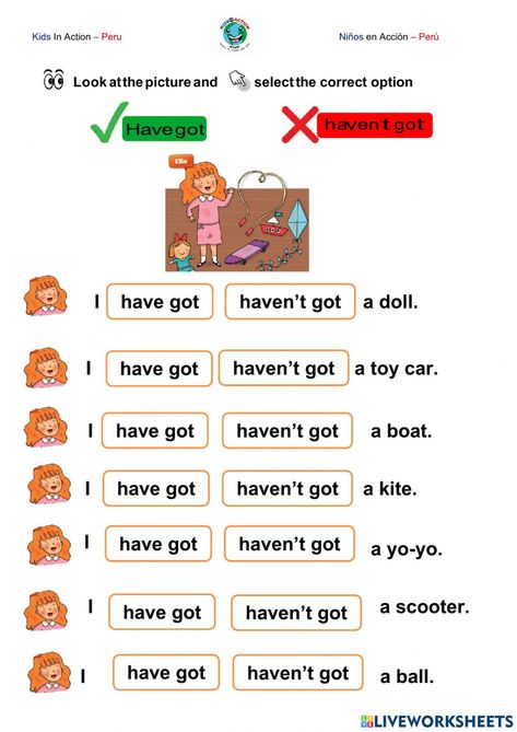 Use Of Has Have Worksheets, Do You Have Worksheet, I Have Worksheets For Kids, Toys Worksheets For Kids, Have Got Worksheet, English Primary School, English Homework, Teach English To Kids, Family Worksheet