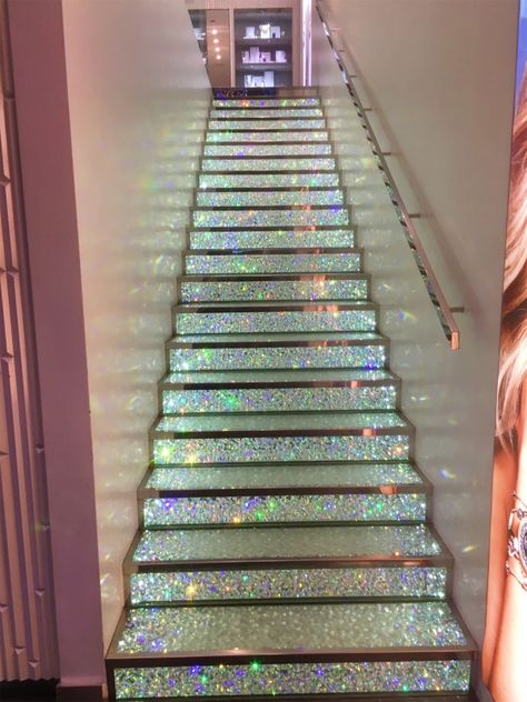 VSCO - Stairway to heaven | esmefancy Glitter Stairs, Crystal Staircase, Glitter Floor, Candy Room, Luxurious Houses, Stone Stairs, Stair Remodel, Closet Layout, Nail Room