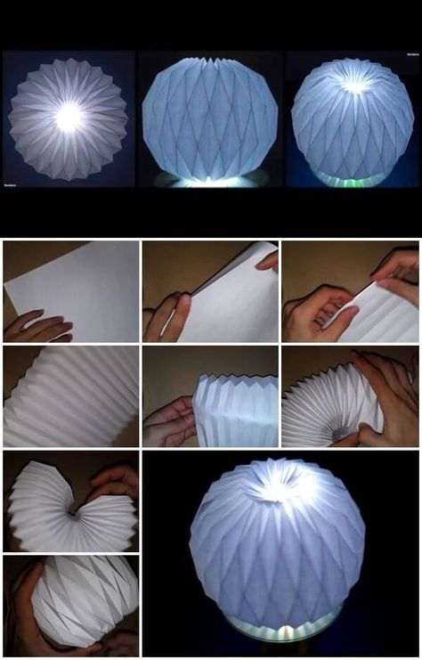 how-to-make-accordion-ball-paper-folding-origami-decoration Diy Origami Home, Diy Origami Home Decor, Origami Home Decor, Origami Lampshade, Vika Papper, Paper Lanterns Diy, Origami Lamp, Origami Ball, Origami Decoration