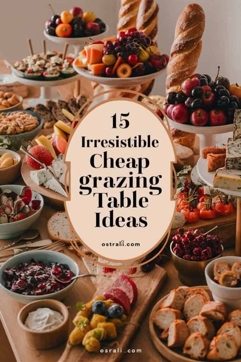 15 Irresistible Cheap Grazing Table Ideas to Dazzle Guests Grazing Food Table, Fall Wedding Grazing Table, Simple Buffet Food Ideas, Food Spread Table, Grazing Table Ideas Birthday, Baby Shower Grazing Table Ideas, Fall Grazing Table Ideas, Grazing Table For 50 People, Grad Party Food Table