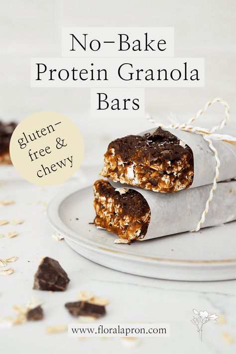 No-Bake Protein Granola Bars - The Floral Apron No Bake Protein Bars, Gluten Free Protein Bars, Protein Granola Bars, Gluten Free Pantry, Protein Granola, Protein Baking, Nutritional Snacks, Protein Bar Recipes, Floral Apron