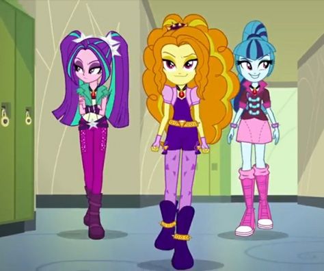 The Dazzlings Mlp, Mlp Dazzlings, Multiple Universes, Aria Blaze, Sonata Dusk, Adagio Dazzle, Short Grunge Hair, Rainbow Rocks, Zombie Disney