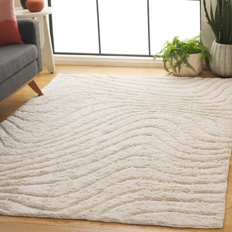 SAFAVIEH Hand-Woven Vermont Pamela Transitional Wool Rug - Bed Bath & Beyond - 40183249 White Bedroom Rug Ideas, Bedroom Decor Rug, Soft Neutral Rug, White Textured Rug, Neutral Nursery Rugs, Ivory Rug Bedroom, Cute Rugs For Bedrooms, Soft Rugs Living Room, Abstract Rug Living Room