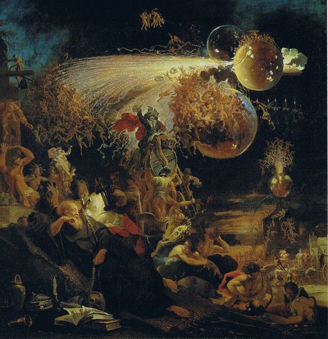 Allegory of the Creation of the Cosmos- Domenicus van Wijnen (close-up) #cosmology #art #creation #surreal #painting Temptation Of St Anthony, Baroque Painting, Baroque Art, Saint Anthony, Dutch Painters, Biblical Art, Historical Art, Dutch Artists, Old Paintings