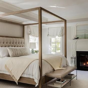 Bedding Elements, Green Room Colors, Wooden Canopy Bed, Erin Gates Design, Wood Canopy Bed, Wooden Canopy, Canopy Bedroom, Transitional Bedroom, Four Poster Bed