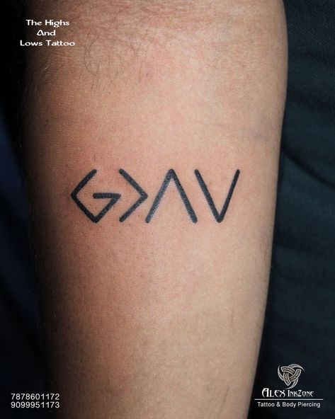 God Is Greater Than The Highs And Lows Tattoo design... #GodIsGreaterThanTheHighsAndLows#tattooideas#tattoodesign#tattooist#tattoolife#motera#chandkheda#ahemdabad#Gujrat Please Contact us if you are interested. Call/Whatsapp #chandkheda : 7878601172 #motera : 9099951173 Highs And Lows Tattoo, Bible Quote Tattoos, Arm Sleeve Tattoos For Women, Cross Tattoos For Women, Faith Tattoo, God Tattoos, Small Pretty Tattoos, Cool Small Tattoos, Arm Sleeve Tattoos