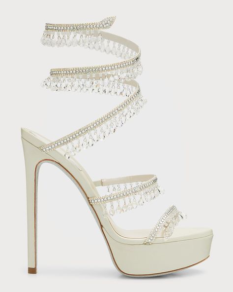 René Caovilla Chandelier Beaded Snake-wrap Platform Sandals In Lt Greysilver | ModeSens Rene Caovilla Platform Heels, Rene Caovilla Chandelier Heels, Rene Caovilla Sandals, Rene Caovilla Chandelier, Rene Caovilla Heels, Pink Glitter Heels, Event Shoes, Marvel Dr, Very High Heels