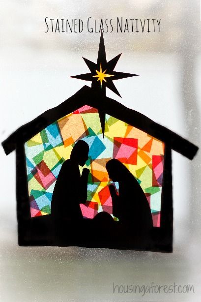 What a beautiful stained glass window of the nativity scene! Stained Glass Nativity, Christ Centered Christmas, Preschool Christmas Crafts, Siluete Umane, Church Crafts, Nativity Crafts, Christmas School, Meaning Of Christmas, Preschool Christmas