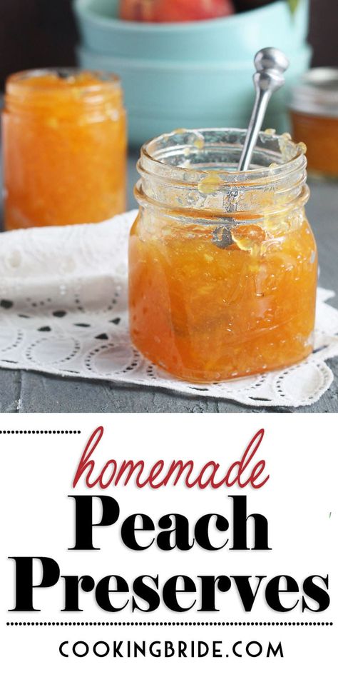 Nothing is more satisfying than homemade peach preserves made from fresh summer peaches. Give this easy, small batch recipe a try and enjoy preserves long after peach season is over. Peach Jam Recipe Canning, Peach Jam Recipe No Pectin, Peach Preserves Recipe, Homemade Peach Jam, Preserving Fruit, Pectin Recipes, Peach Jam Recipe, Jam Making, Morning Toast