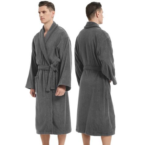 PRICES MAY VARY. Luxurious Comfort Mens Robe - The luxurious and heavy bath robes male with shawl style will make every day feel like a relaxing spa day, experiencing the quality of hotel mens bathrobes in the comfort of your own home. This terry cloth bathrobe is the perfect choice for men seeking the ultimate in relaxation. 100% Cotton Absorbable - UTJZIB bathrobe for men is made of 450GSM cotton fabric, making it not only suitable for casual wear. The thick and high-quality 100% cotton is sup Mens Spa Robes, Mens Bathrobe, Robe For Men, Terry Cloth Bathrobe, Shawl Style, Bath Robes, Bathrobe Men, Men's Robes, Birthday Stuff