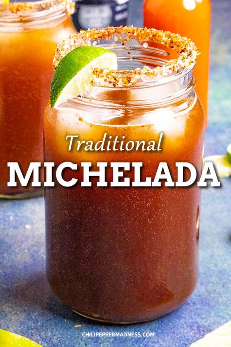 Chamoy Michelada Recipe, Clamato Michelada Recipe, Spicy Michelada Recipe, Easy Michelada Recipe, Michelada Mix Recipe For Party, Chelada Recipe Beer, Michelada Recipe Mexican Chamoy, Non Alcoholic Michelada, Drinks With Chamoy