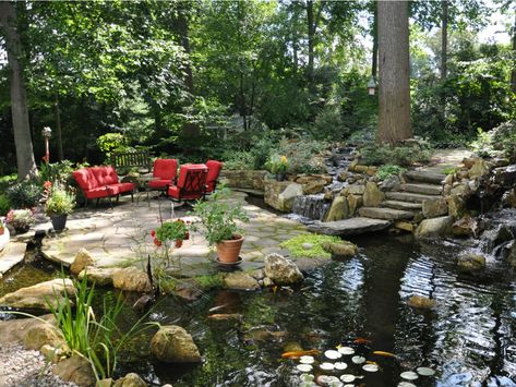 Pond Spitters, Garden Pond Design, Pond Water Features, Pond Landscaping, Backyard Water Feature, Natural Pond, Pond Design, Water Features In The Garden, Ponds Backyard