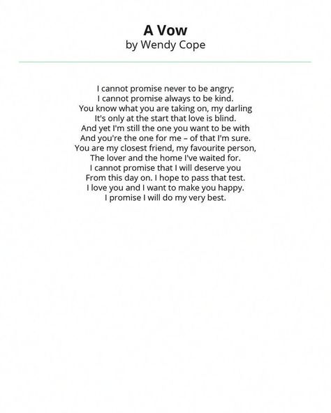 Wendy Cope Tattoo, Ceremony Readings, Wendy Cope, Wedding Reading, Vows Wedding, Blue Weddings, Religious Ceremony, Rainbow Wedding, Second Weddings